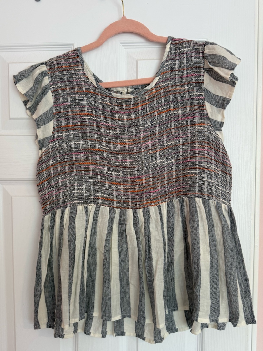 Altar'd State Gray and Cream Striped Top